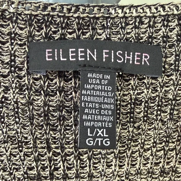 Eileen Fisher Black and Cream Knit Cardigan - Picture 2 of 7